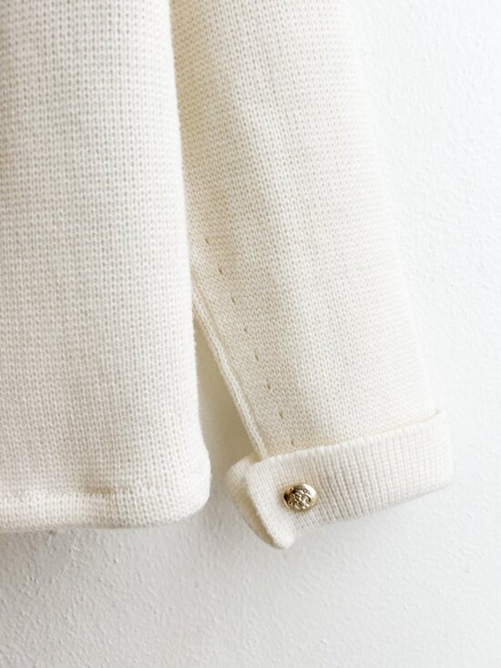 VINTAGE 60s Lilly of California Cream Knit Double Breasted Lady Jacket Blazer - Picture 5 of 13